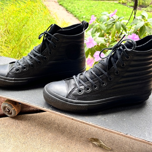 Waterproof Leather lunarlon Chuck Taylor converse All Star Sneakers black quilt - Picture 4 of 14